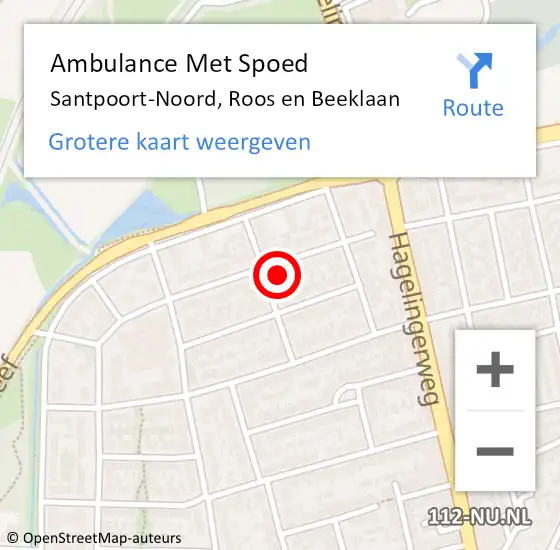 Locatie op kaart van de 112 melding: Ambulance Met Spoed Naar Santpoort-Noord, Roos en Beeklaan op 3 juni 2023 19:03
