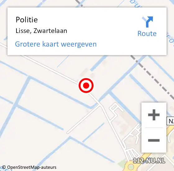 Locatie op kaart van de 112 melding: Politie Lisse, Zwartelaan op 3 juni 2023 19:19