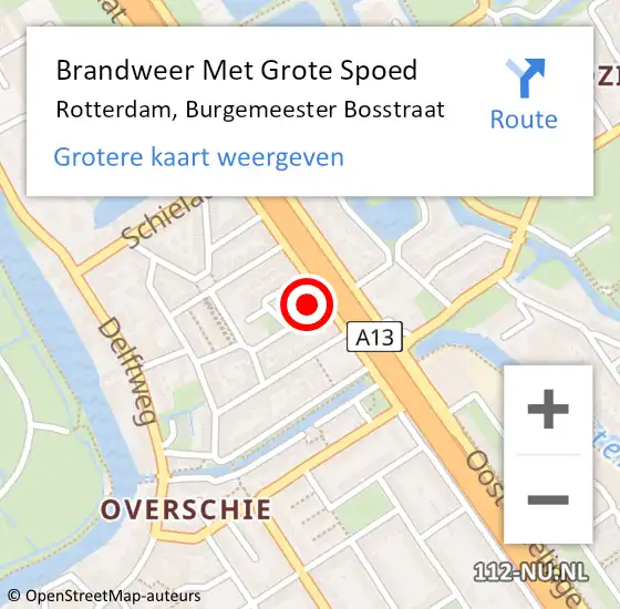 Locatie op kaart van de 112 melding: Brandweer Met Grote Spoed Naar Rotterdam, Burgemeester Bosstraat op 3 juni 2023 20:00