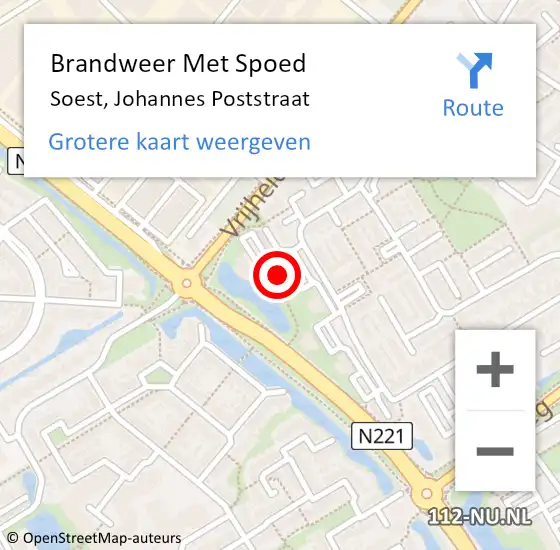 Locatie op kaart van de 112 melding: Brandweer Met Spoed Naar Soest, Johannes Poststraat op 3 juni 2023 20:18