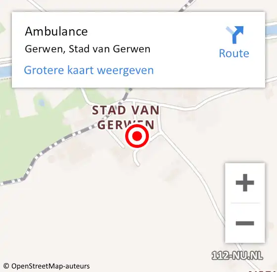 Locatie op kaart van de 112 melding: Ambulance Gerwen, Stad van Gerwen op 27 augustus 2014 17:41