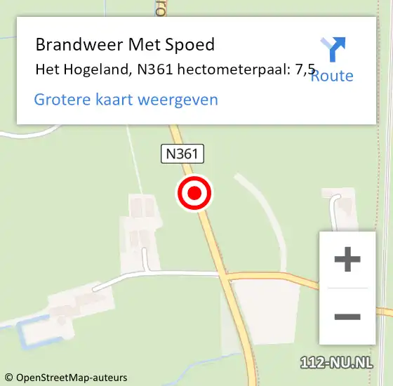 Locatie op kaart van de 112 melding: Brandweer Met Spoed Naar Het Hogeland, N361 hectometerpaal: 7,5 op 3 juni 2023 23:37
