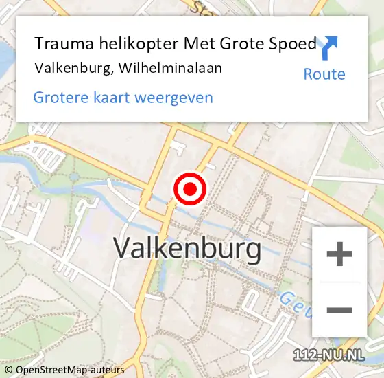 Locatie op kaart van de 112 melding: Trauma helikopter Met Grote Spoed Naar Valkenburg, Wilhelminalaan op 4 juni 2023 02:04