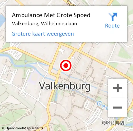 Locatie op kaart van de 112 melding: Ambulance Met Grote Spoed Naar Valkenburg, Wilhelminalaan op 4 juni 2023 02:05