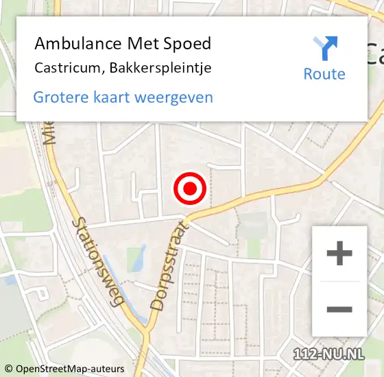 Locatie op kaart van de 112 melding: Ambulance Met Spoed Naar Castricum, Bakkerspleintje op 4 juni 2023 02:17