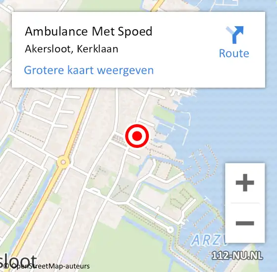 Locatie op kaart van de 112 melding: Ambulance Met Spoed Naar Akersloot, Kerklaan op 4 juni 2023 06:48