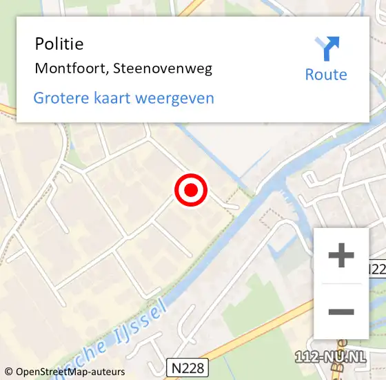 Locatie op kaart van de 112 melding: Politie Montfoort, Steenovenweg op 4 juni 2023 12:00
