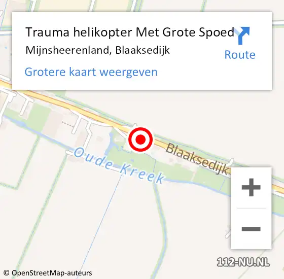 Locatie op kaart van de 112 melding: Trauma helikopter Met Grote Spoed Naar Mijnsheerenland, Blaaksedijk op 4 juni 2023 13:46