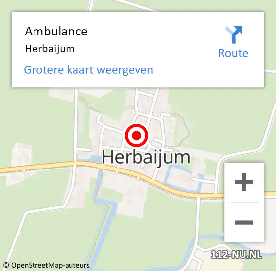 Locatie op kaart van de 112 melding: Ambulance Herbaijum op 4 juni 2023 13:59