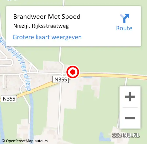 Locatie op kaart van de 112 melding: Brandweer Met Spoed Naar Niezijl, Rijksstraatweg op 4 juni 2023 15:41