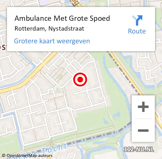 Locatie op kaart van de 112 melding: Ambulance Met Grote Spoed Naar Rotterdam, Nystadstraat op 4 juni 2023 16:10