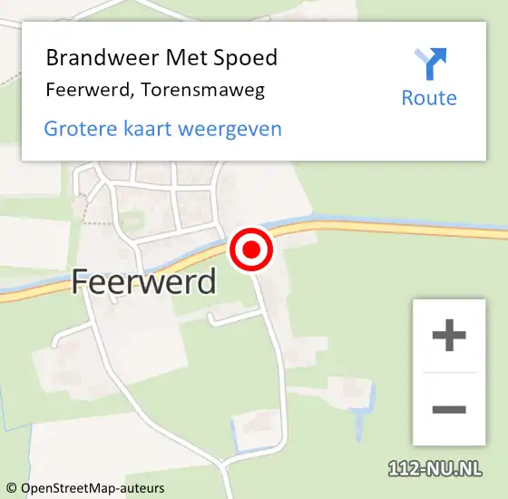 Locatie op kaart van de 112 melding: Brandweer Met Spoed Naar Feerwerd, Torensmaweg op 4 juni 2023 17:53