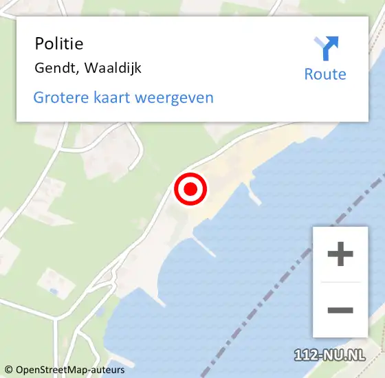 Locatie op kaart van de 112 melding: Politie Gendt, Waaldijk op 4 juni 2023 20:32