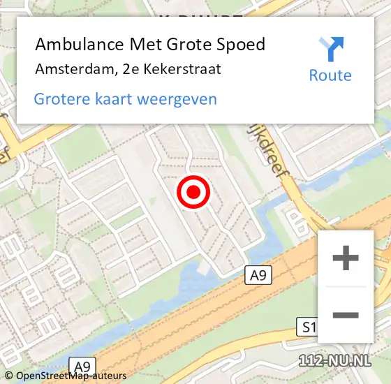 Locatie op kaart van de 112 melding: Ambulance Met Grote Spoed Naar Amsterdam, 2e Kekerstraat op 4 juni 2023 21:35