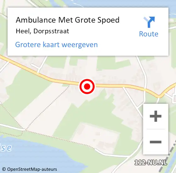 Locatie op kaart van de 112 melding: Ambulance Met Grote Spoed Naar Heel, Dorpsstraat op 5 juni 2023 09:06