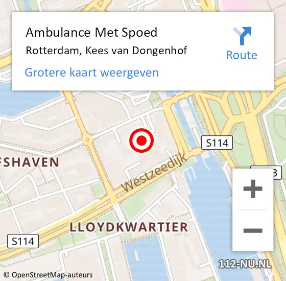 Locatie op kaart van de 112 melding: Ambulance Met Spoed Naar Rotterdam, Kees van Dongenhof op 5 juni 2023 10:06
