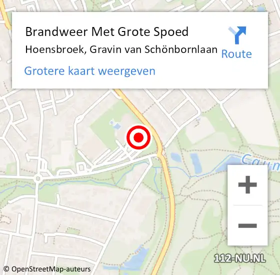 Locatie op kaart van de 112 melding: Brandweer Met Grote Spoed Naar Hoensbroek, Gravin van Schönbornlaan op 5 juni 2023 10:20