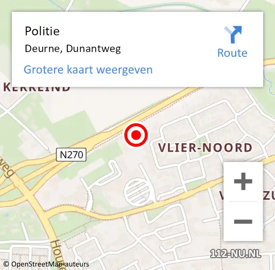 Locatie op kaart van de 112 melding: Politie Deurne, Dunantweg op 5 juni 2023 10:38