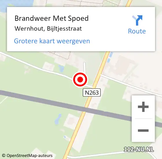 Locatie op kaart van de 112 melding: Brandweer Met Spoed Naar Wernhout, Bijltjesstraat op 5 juni 2023 12:23