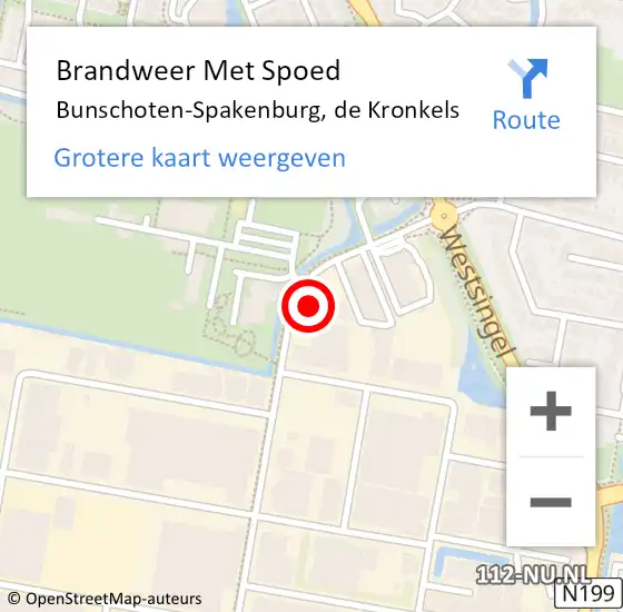 Locatie op kaart van de 112 melding: Brandweer Met Spoed Naar Bunschoten-Spakenburg, de Kronkels op 5 juni 2023 13:31
