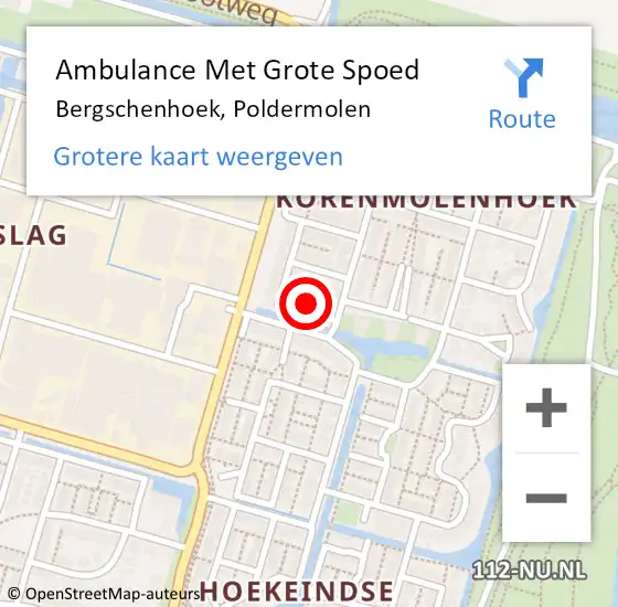 Locatie op kaart van de 112 melding: Ambulance Met Grote Spoed Naar Bergschenhoek, Poldermolen op 5 juni 2023 13:56