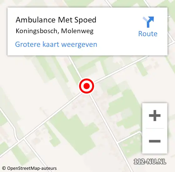 Locatie op kaart van de 112 melding: Ambulance Met Spoed Naar Koningsbosch, Molenweg op 5 juni 2023 14:07