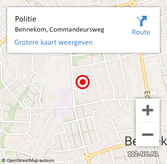Locatie op kaart van de 112 melding: Politie Bennekom, Commandeursweg op 5 juni 2023 15:07