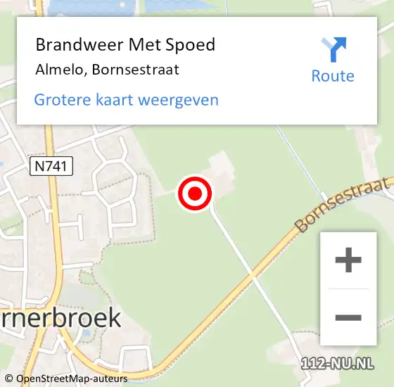 Locatie op kaart van de 112 melding: Brandweer Met Spoed Naar Almelo, Bornsestraat op 5 juni 2023 15:58