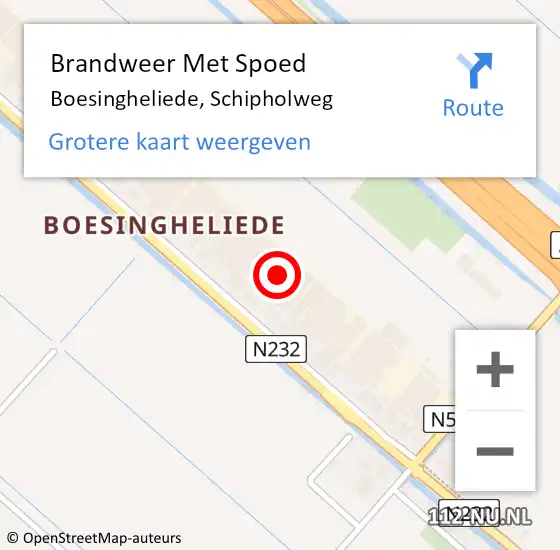 Locatie op kaart van de 112 melding: Brandweer Met Spoed Naar Boesingheliede, Schipholweg op 5 juni 2023 16:54