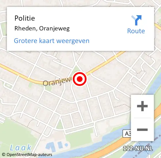 Locatie op kaart van de 112 melding: Politie Rheden, Oranjeweg op 5 juni 2023 17:25