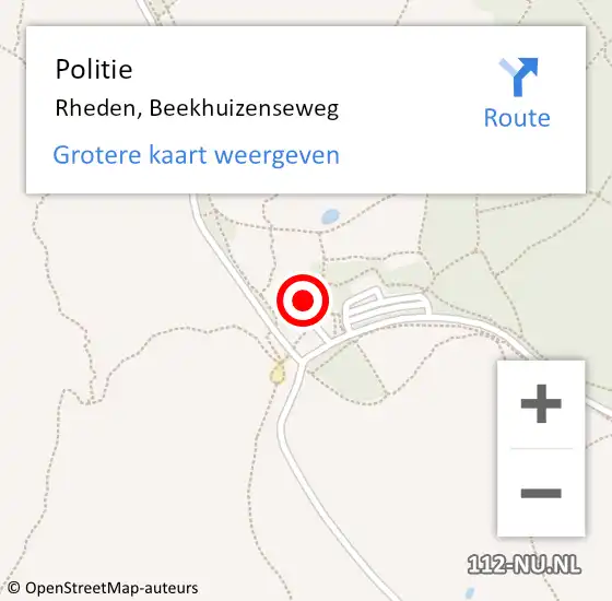 Locatie op kaart van de 112 melding: Politie Rheden, Beekhuizenseweg op 5 juni 2023 19:05