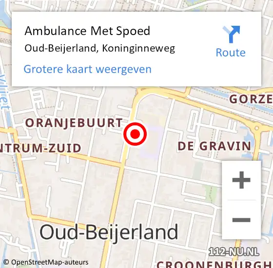 Locatie op kaart van de 112 melding: Ambulance Met Spoed Naar Oud-Beijerland, Koninginneweg op 5 juni 2023 19:52