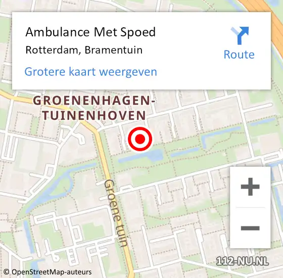 Locatie op kaart van de 112 melding: Ambulance Met Spoed Naar Rotterdam, Bramentuin op 5 juni 2023 20:02