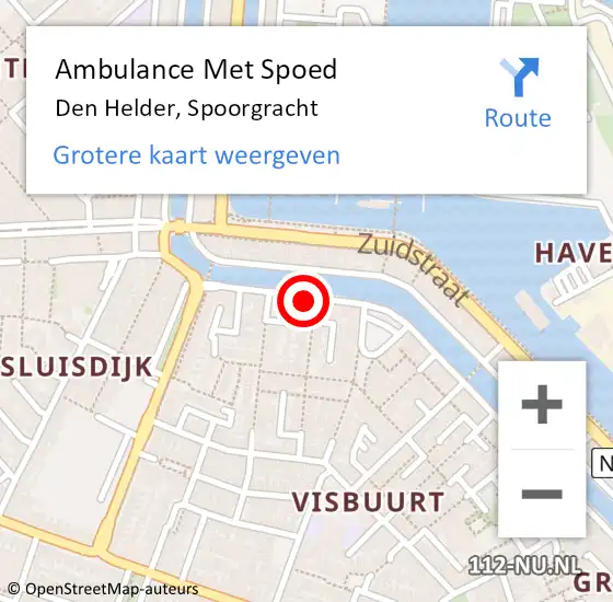 Locatie op kaart van de 112 melding: Ambulance Met Spoed Naar Den Helder, Spoorgracht op 5 juni 2023 20:12