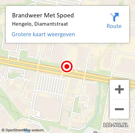 Locatie op kaart van de 112 melding: Brandweer Met Spoed Naar Hengelo, Diamantstraat op 5 juni 2023 21:04