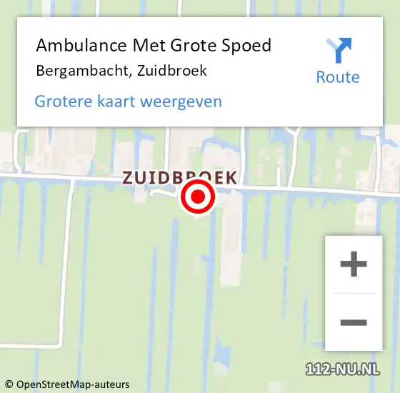 Locatie op kaart van de 112 melding: Ambulance Met Grote Spoed Naar Bergambacht, Zuidbroek op 5 juni 2023 21:08