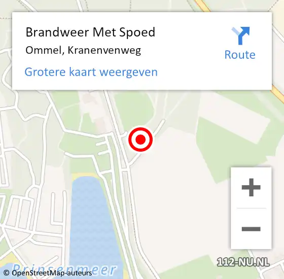 Locatie op kaart van de 112 melding: Brandweer Met Spoed Naar Ommel, Kranenvenweg op 6 juni 2023 00:22