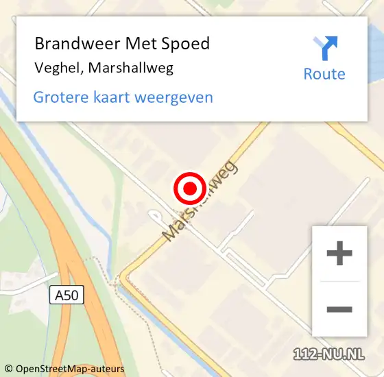 Locatie op kaart van de 112 melding: Brandweer Met Spoed Naar Veghel, Marshallweg op 6 juni 2023 06:39