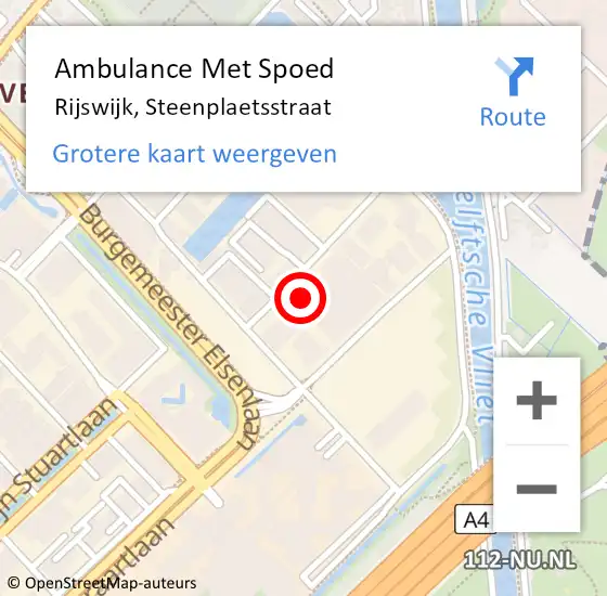 Locatie op kaart van de 112 melding: Ambulance Met Spoed Naar Rijswijk, Steenplaetsstraat op 6 juni 2023 07:22