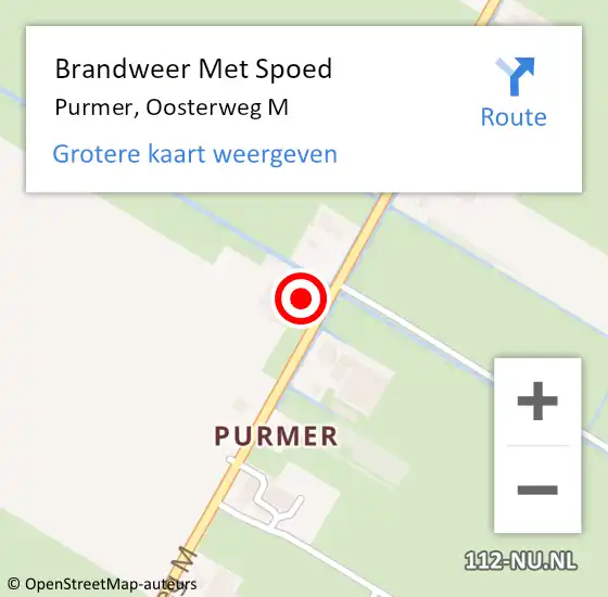Locatie op kaart van de 112 melding: Brandweer Met Spoed Naar Purmer, Oosterweg M op 6 juni 2023 08:39