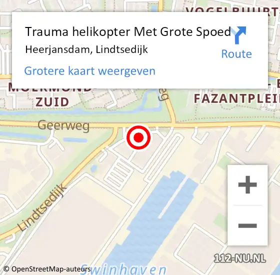 Locatie op kaart van de 112 melding: Trauma helikopter Met Grote Spoed Naar Heerjansdam, Lindtsedijk op 6 juni 2023 08:46