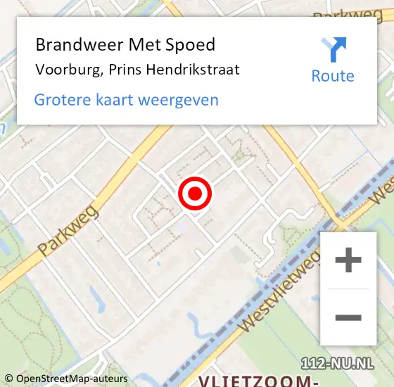Locatie op kaart van de 112 melding: Brandweer Met Spoed Naar Voorburg, Prins Hendrikstraat op 6 juni 2023 09:18