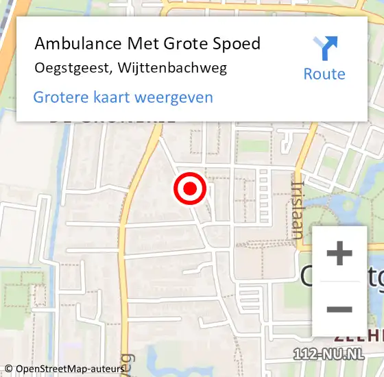 Locatie op kaart van de 112 melding: Ambulance Met Grote Spoed Naar Oegstgeest, Wijttenbachweg op 6 juni 2023 11:02