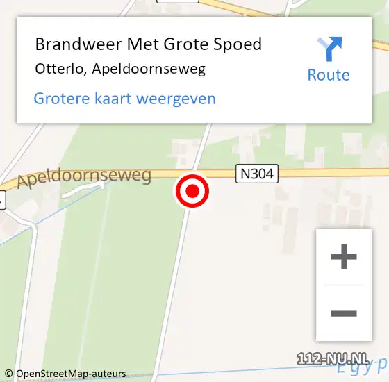 Locatie op kaart van de 112 melding: Brandweer Met Grote Spoed Naar Otterlo, Apeldoornseweg op 6 juni 2023 11:48