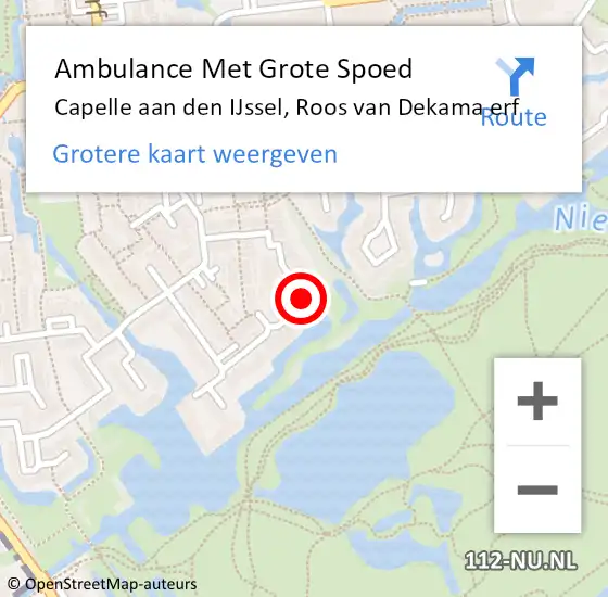 Locatie op kaart van de 112 melding: Ambulance Met Grote Spoed Naar Capelle aan den IJssel, Roos van Dekama erf op 6 juni 2023 12:16