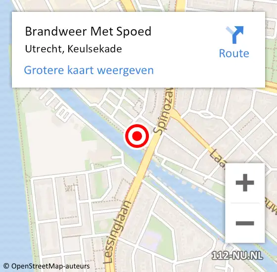 Locatie op kaart van de 112 melding: Brandweer Met Spoed Naar Utrecht, Keulsekade op 6 juni 2023 12:43