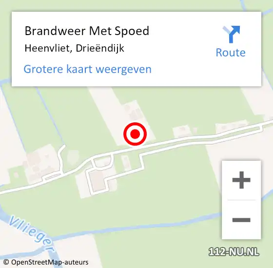 Locatie op kaart van de 112 melding: Brandweer Met Spoed Naar Heenvliet, Drieëndijk op 6 juni 2023 15:27