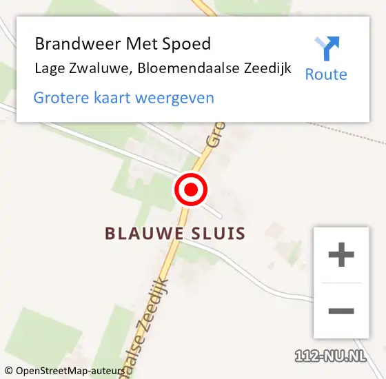 Locatie op kaart van de 112 melding: Brandweer Met Spoed Naar Lage Zwaluwe, Bloemendaalse Zeedijk op 6 juni 2023 15:28