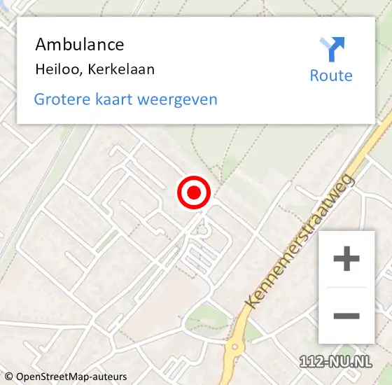 Locatie op kaart van de 112 melding: Ambulance Heiloo, Kerkelaan op 6 juni 2023 15:51