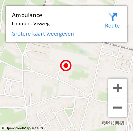 Locatie op kaart van de 112 melding: Ambulance Limmen, Visweg op 6 juni 2023 16:02